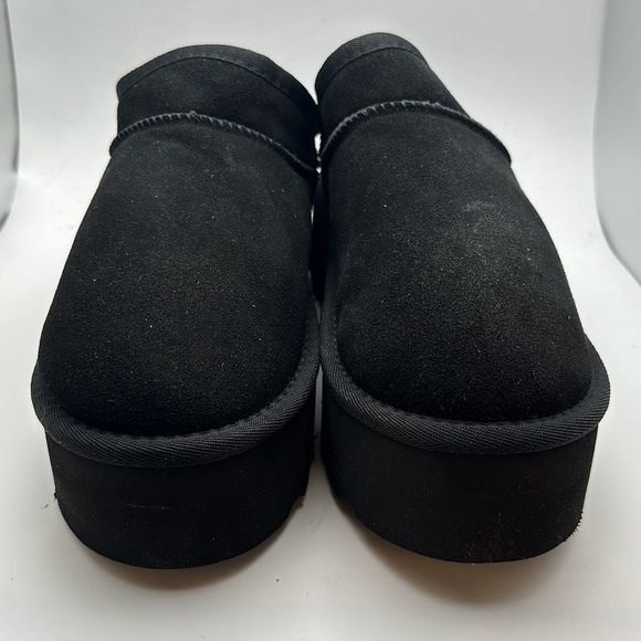 CUSHIONAIRE Women's Genuine Suede Cozy Mule Platform +Memory Foam 8.5 BLACK - Picture 2 of 7